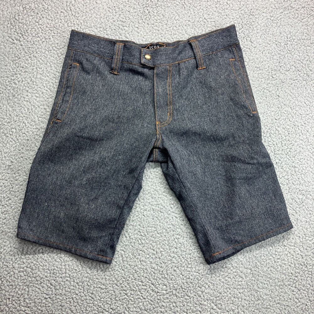 Icon National Denim Shorts Stretch Mens Size 30‎ Dark Wash Buttons 10" Inseam